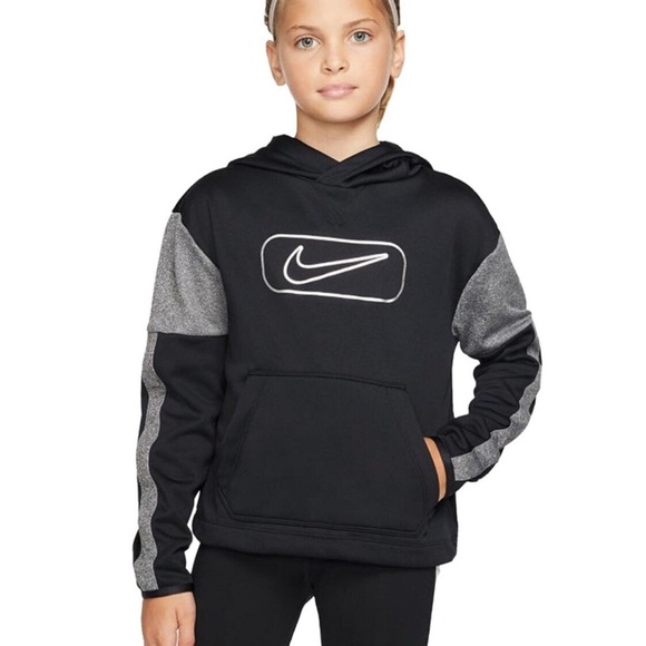 Nike Kids Black and Gray Hoodie Dri Fit - Picture 1 of 8